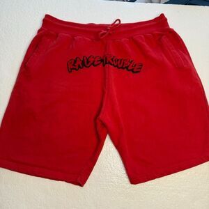 RAW Own The Now Raise Trouble Red Knit Sweatshorts Size 2XL